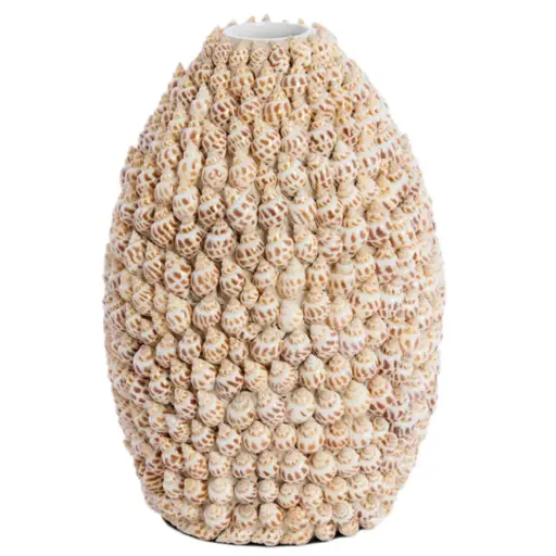[179513-BB] Ceramic Shell Vase Cream 11in