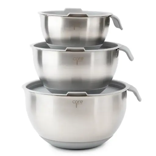 [179866-BB] Essentials Non-Skid Stainless Steel Mixing Bowls Set with Lids 3pc
