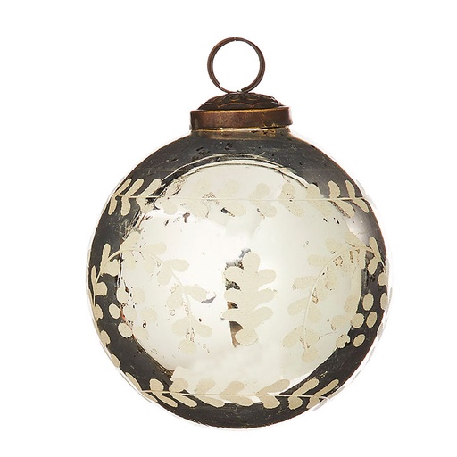 [160298-BB] Etched Glass Ornament Gold 4in