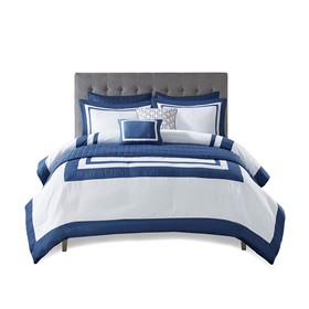 [161416-BB] Heritage Comforter & Coverlet Set King/Cal King Navy 8pc
