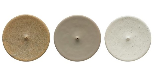 [164961-BB] Round Stoneware Incense Holder, 3 Colors