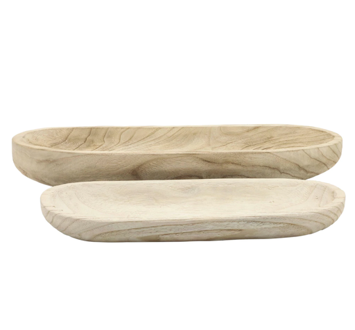 [165079-BB] Natural Wood Decor Plate 24in