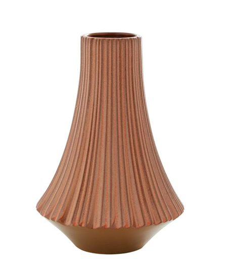 [165804-BB] Fluted Ceramic Vase Rust 13in