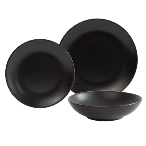 [165929-BB] Ebony Stoneware Dinnerware Set 12 pc