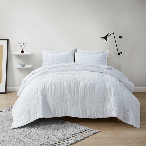 [166557-BB] Nimbus Complete Comforter Bedding and Sheet Queen Set White