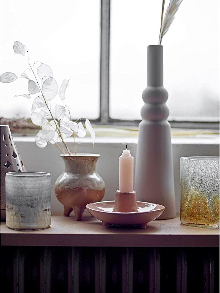 Ivory Stoneware Vase with Latex Glaze 11in