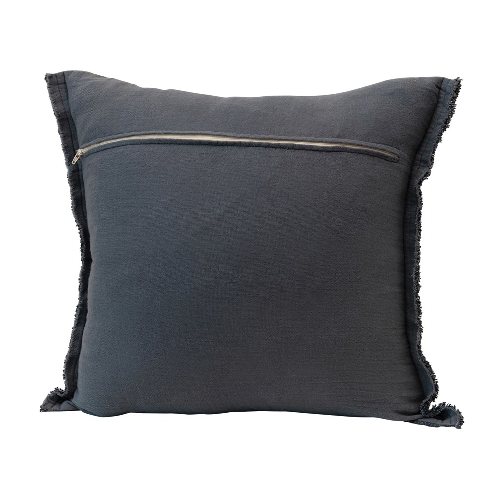 Navy Jacquard Pillow 20in