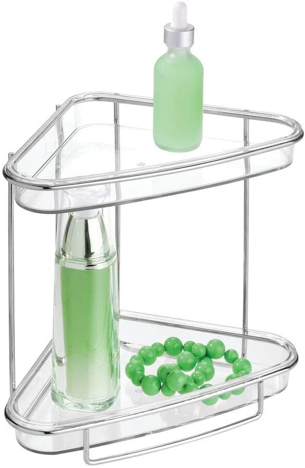 Clarity 2 Tier Vanity Shelf Clear/ Brushed Nickel