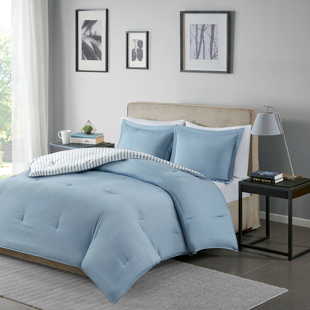 Hayden Queen Reversible Comforter Set Blue