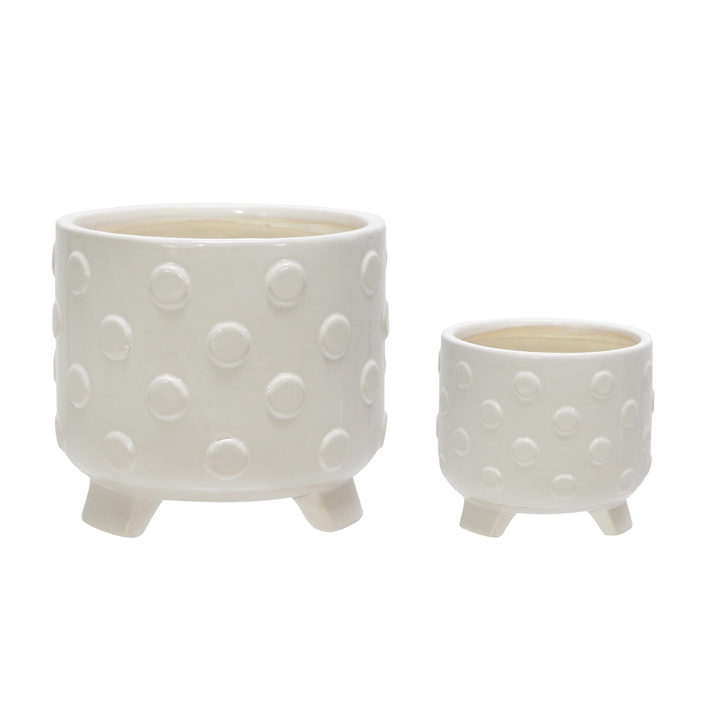 White Dots Planter 6in