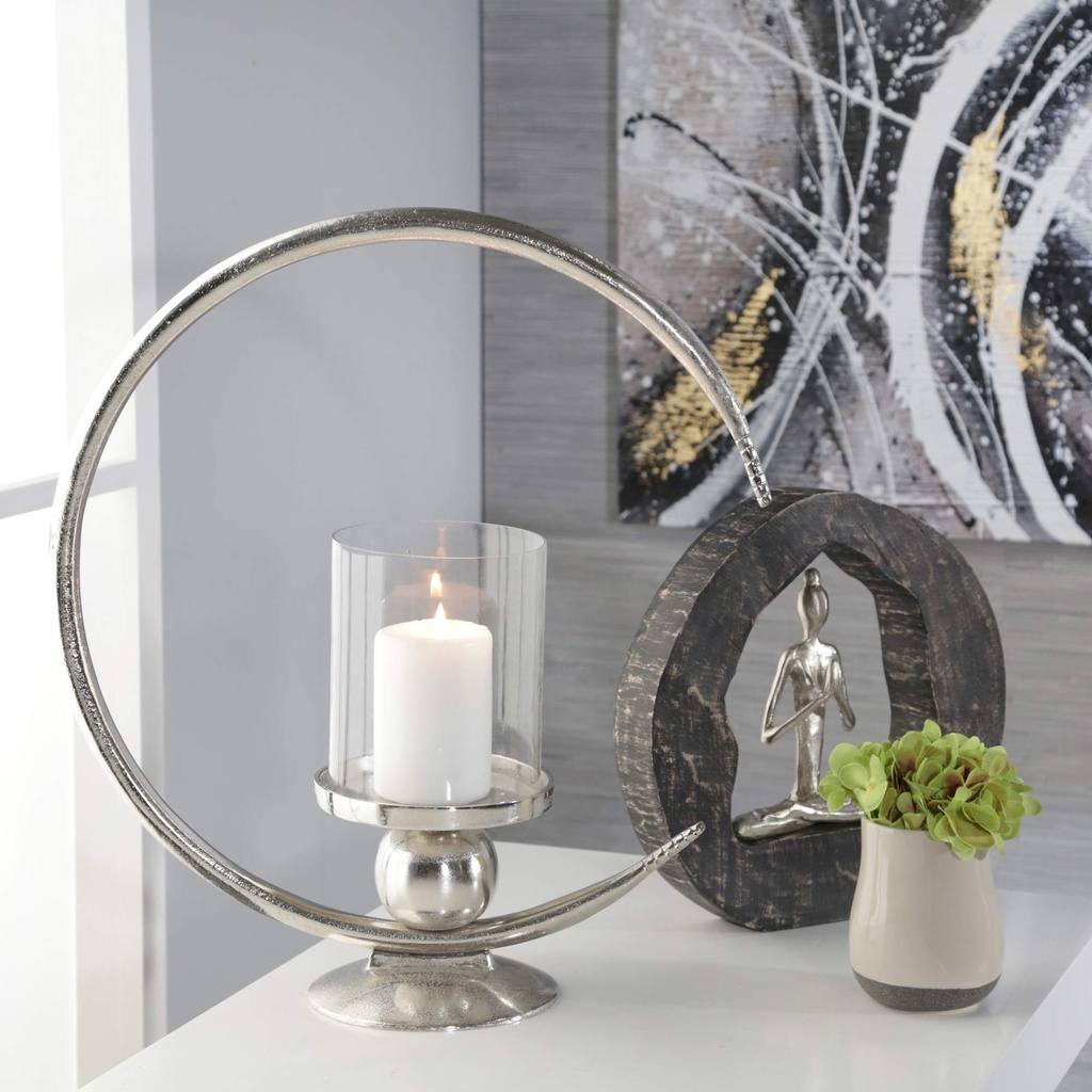 Aluminum Ring Candle Holder 19in