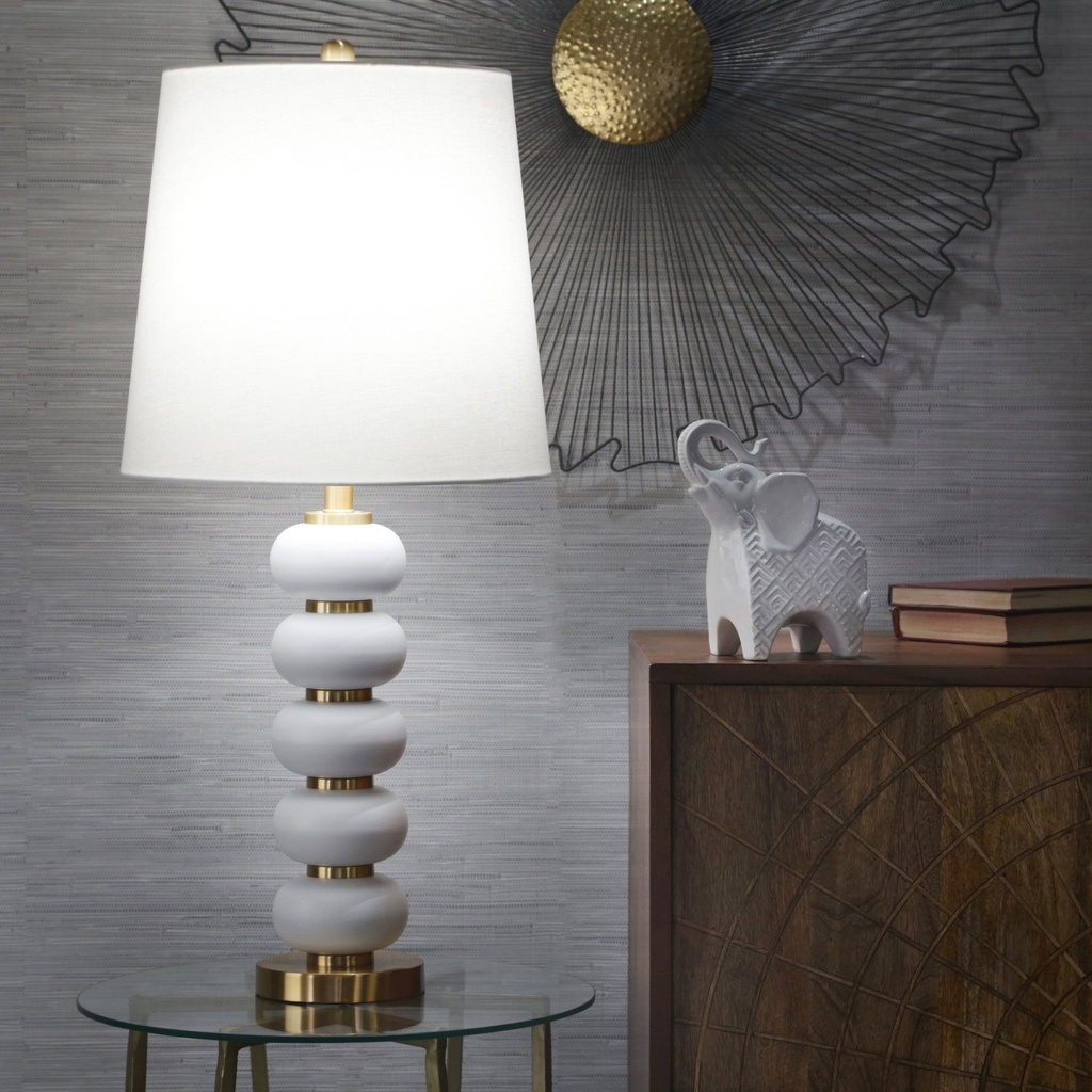 Stacked Ball Table Lamp White 34in