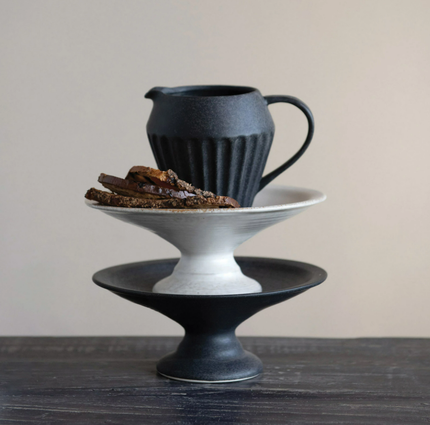 Stoneware Pedestals with Matte Finish, 2 Colors