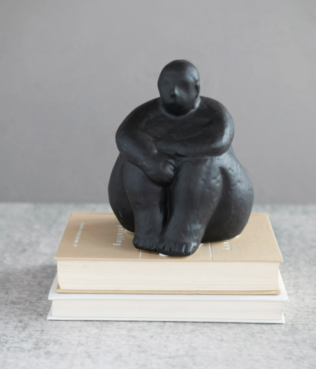 Stoneware Woman Sitting Sculpture