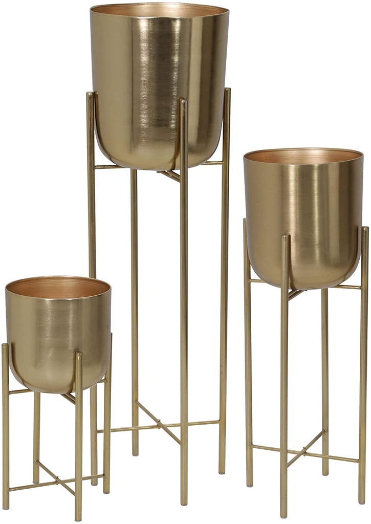 Metal Planter on Stand Gold 40in