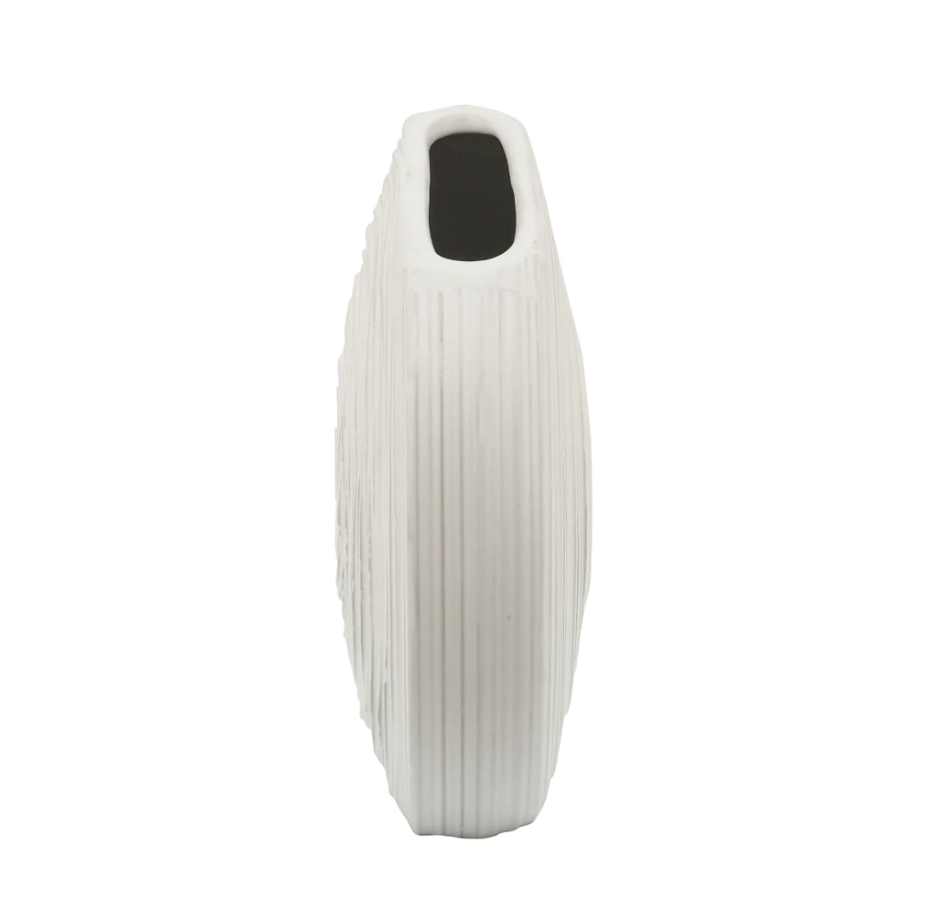 Oval Swirled Vase White 14in
