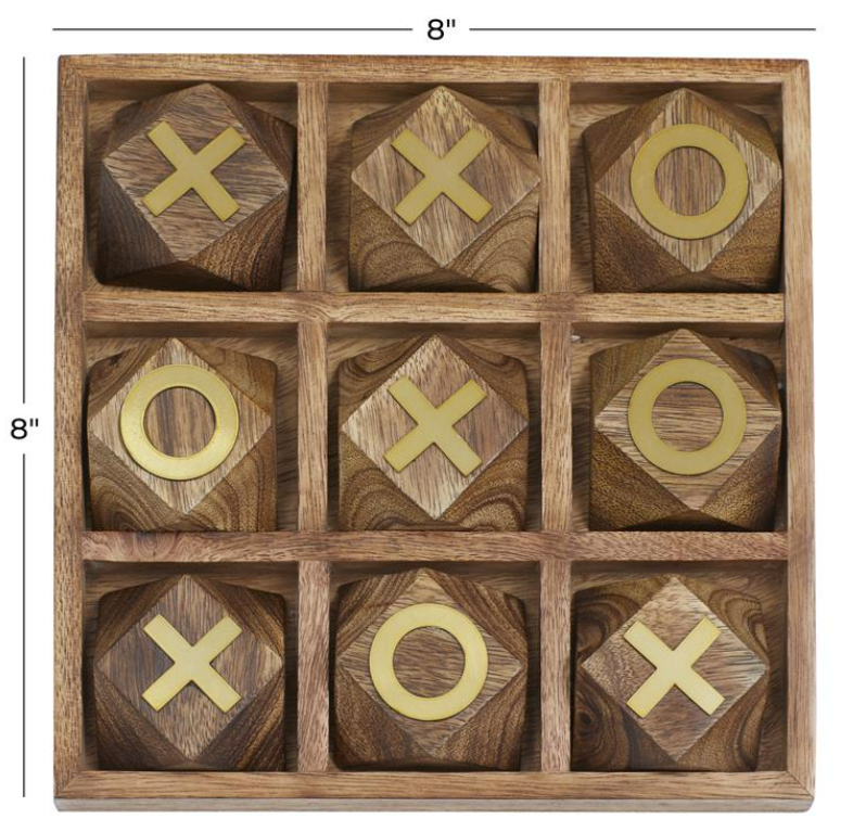 Wooden Tic Tac Toe 8x8in