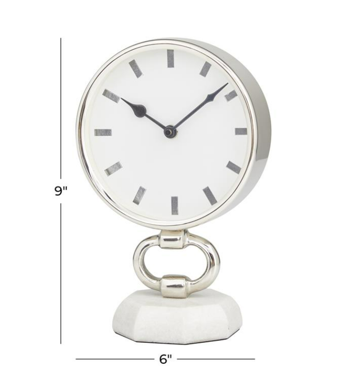 Silver Aluminum Clock 10in