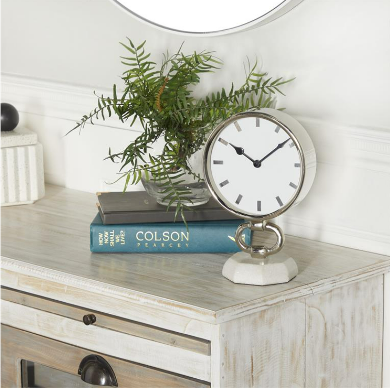 Silver Aluminum Clock 10in
