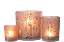 Happy Faces Glass Candleholder Terracotta 6in
