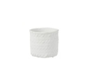 White Woven Cement Planter   8in x 7in