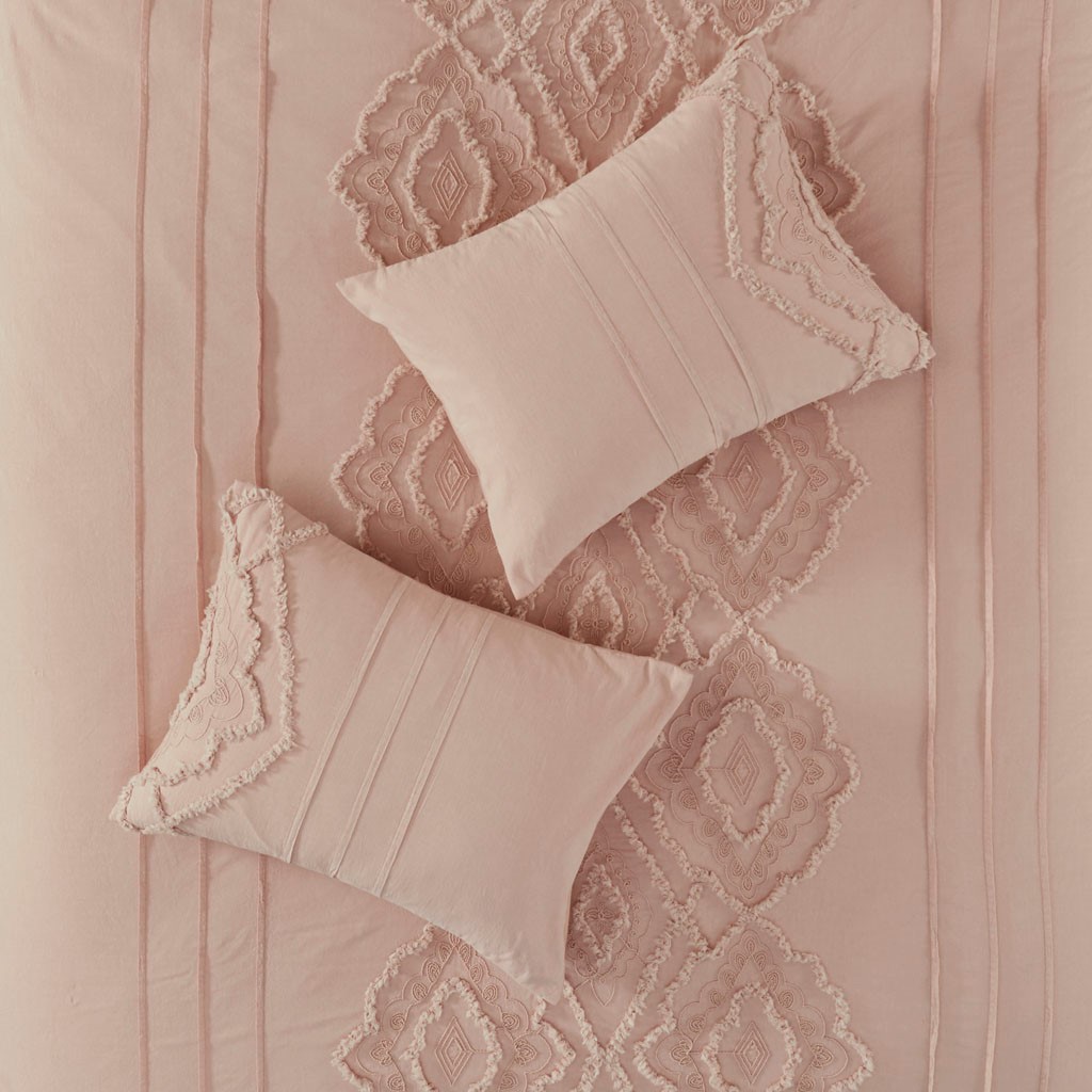 Margot 3 Piece Cotton Comforter Queen Set Blush