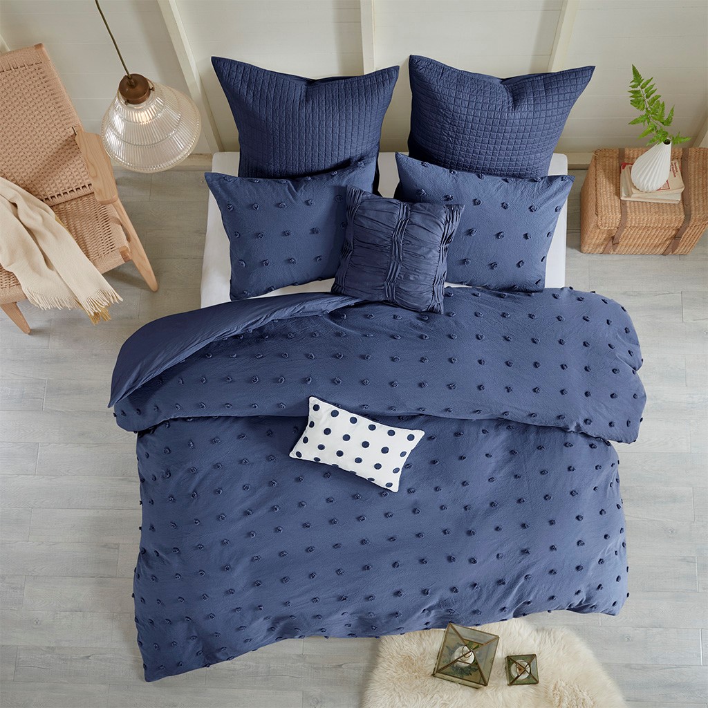 Brooklyn Cotton Jacquard King Comforter Set Indigo Blue