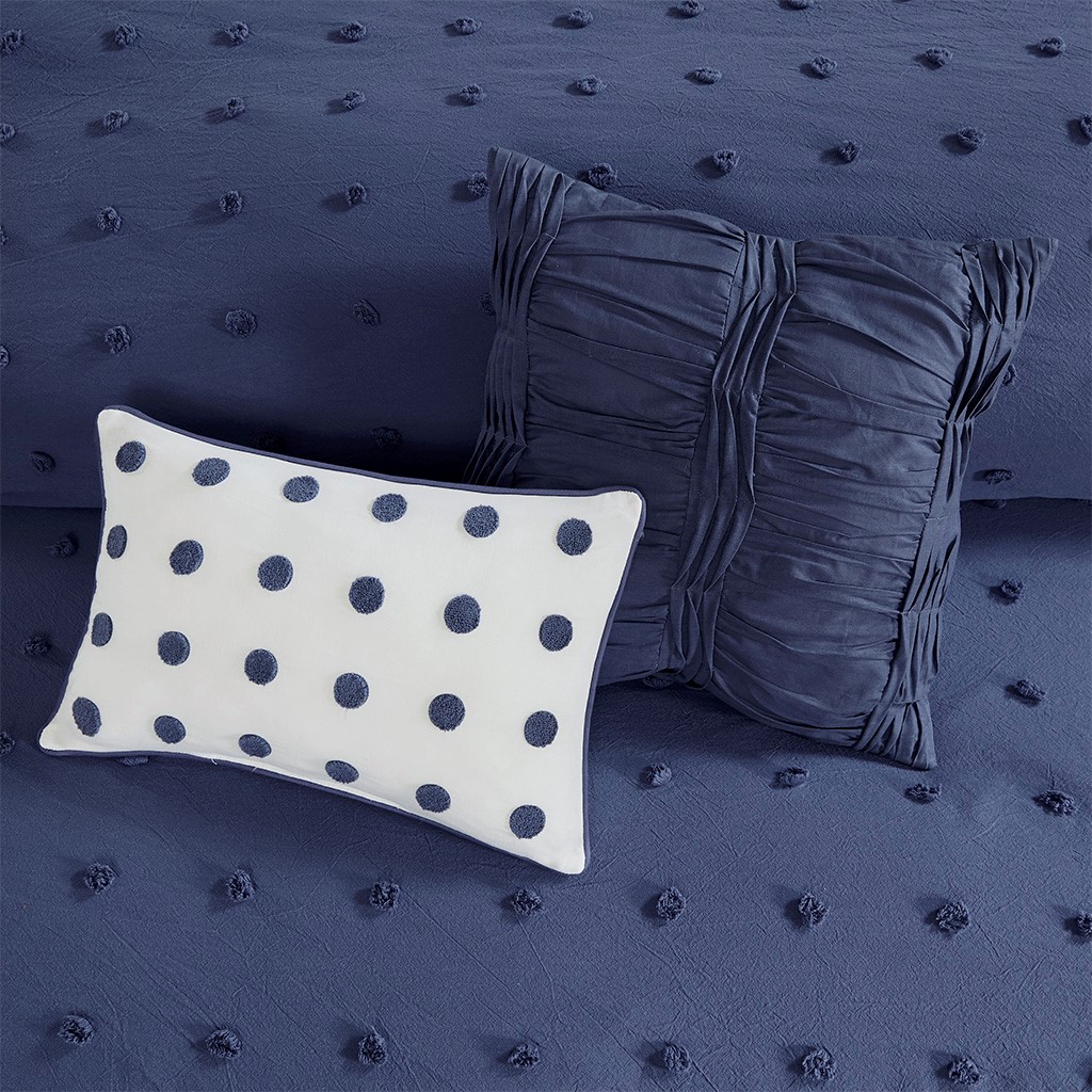 Brooklyn Cotton Jacquard Queen Comforter Set Indigo Blue