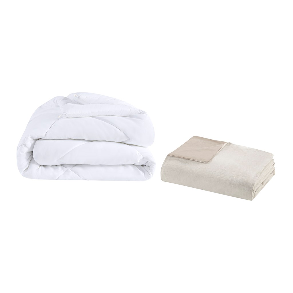 Dover 5 PC Organic Cotton Oversized Comforter Cover Queen Set w/removable insert Natural