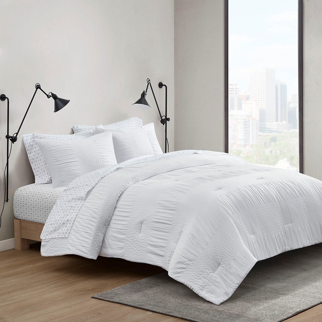 Nimbus Complete Comforter Bedding and Sheet Queen Set White