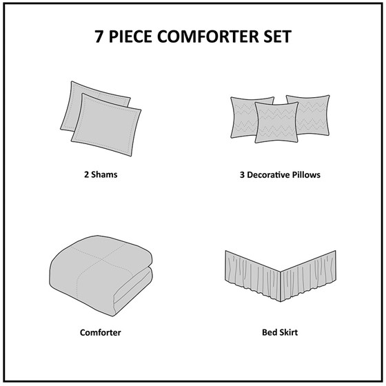 Beacon 7 Piece Comforter King Set Gray