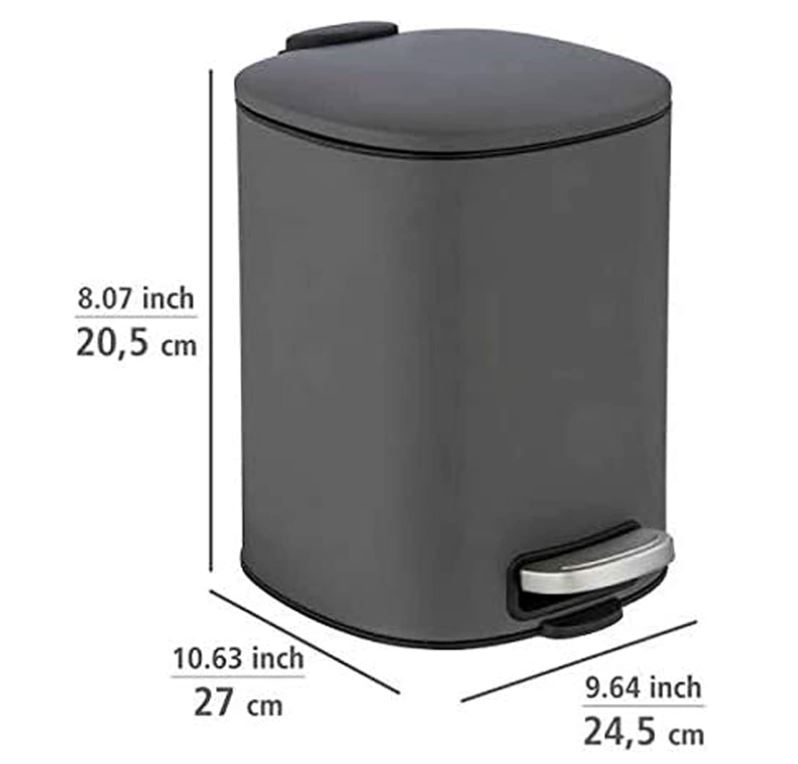 Alassio Grey Pedal Bin 5L