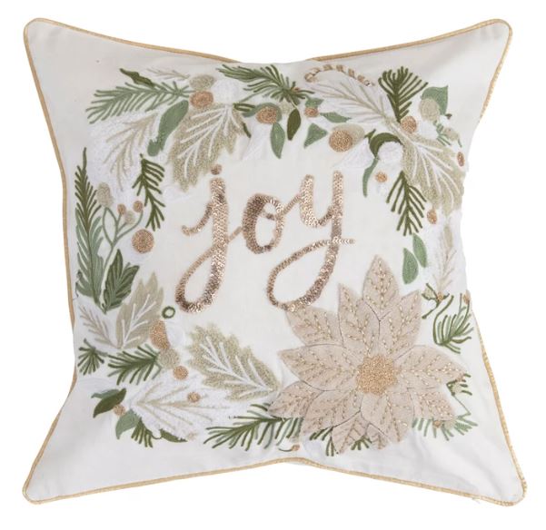 Embroidered "Joy"Pillow 18in
