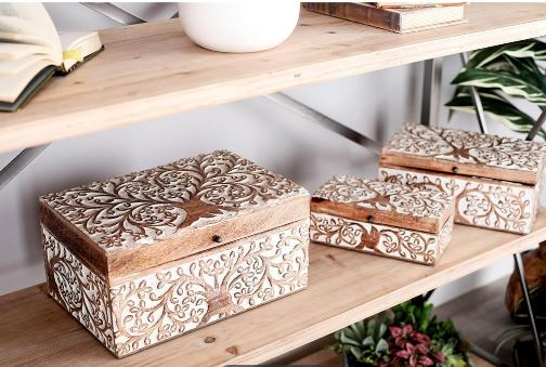 Mango Wood Decorative Box 10in