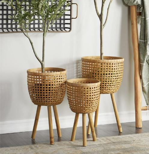 Bamboo Planter on Stand  23in