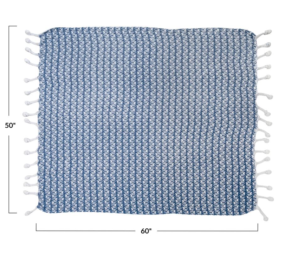 Recycled Cotton Throw Blue 60x50in