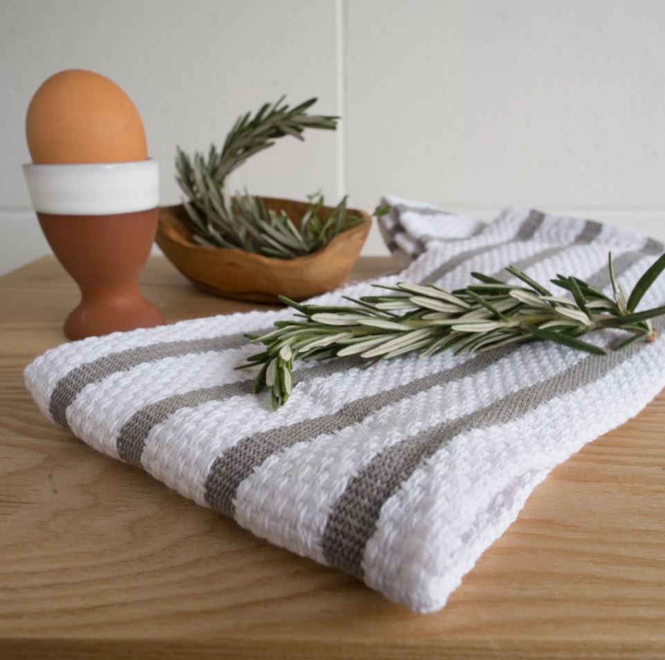 Basketweave Dishtowel London Grey