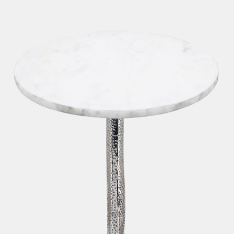 Metal Round Flat Base Drinking Table Silver 24in