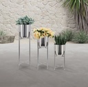 Metal Planters on Stand Silver 30in