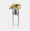 Metal Planters on Stand Silver 30in