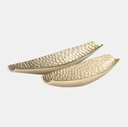 Hammered Metal Elongated Tray Champagne 18in