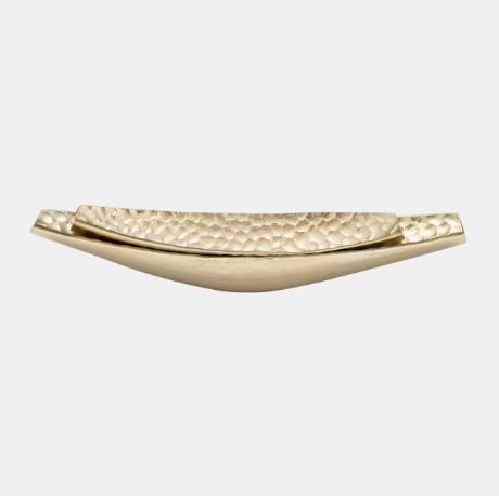 Hammered Metal Elongated Tray Champagne 18in
