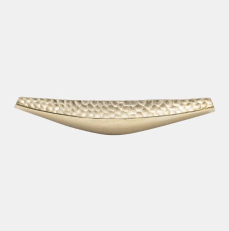 Hammered Metal Elongated Tray Champagne 18in