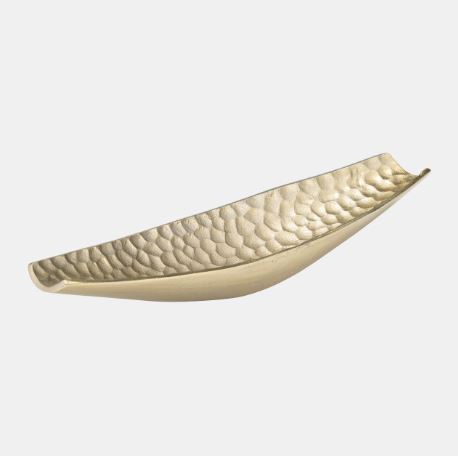 Hammered Metal Elongated Tray Champagne 18in