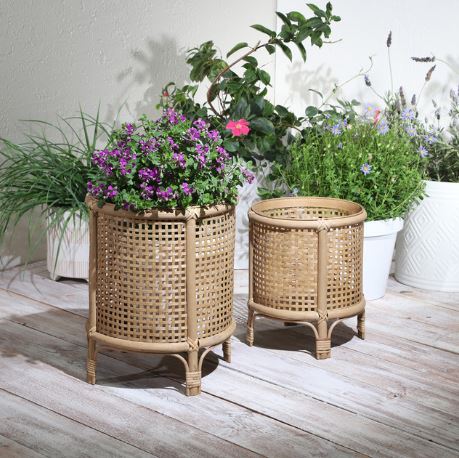 Bamboo & Rattan Woven Planters Brown 12in