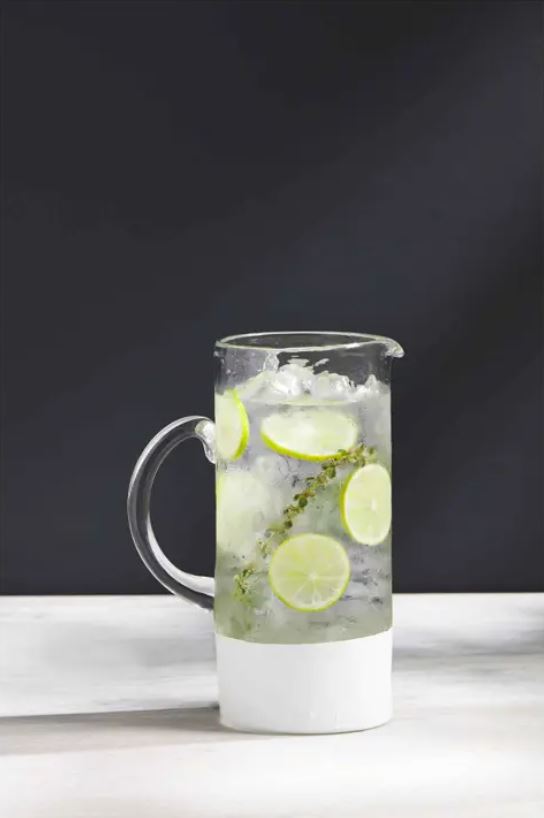 Two Toned White Glass Pitcher