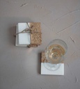 Marble and Hand-Carved Wood Coasters Set of 5