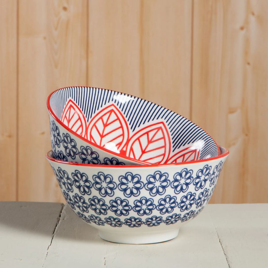 Bowl Red Floral 6 in