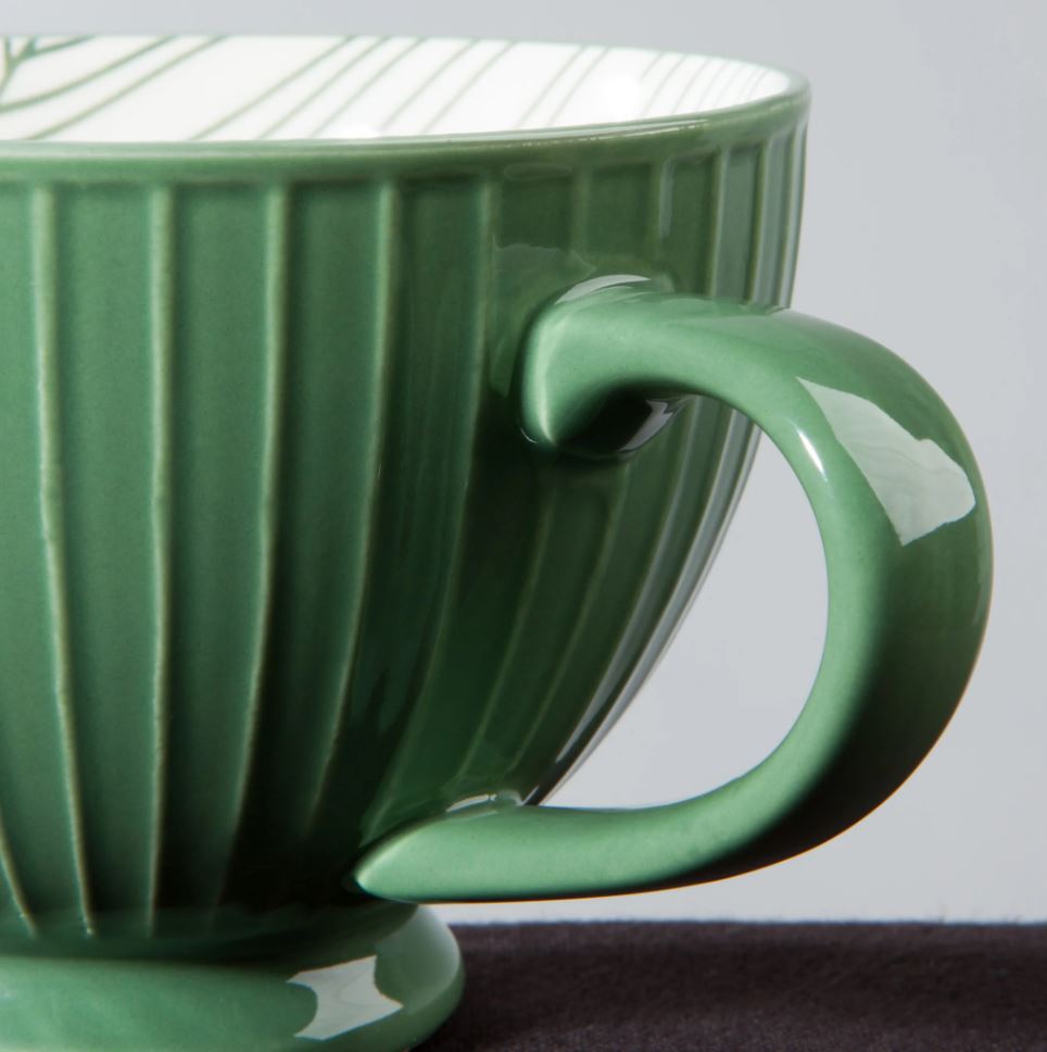 Stamped Latte Mug Elm Green 14 oz