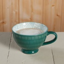 Stamped Latte Mug Teal 14 oz